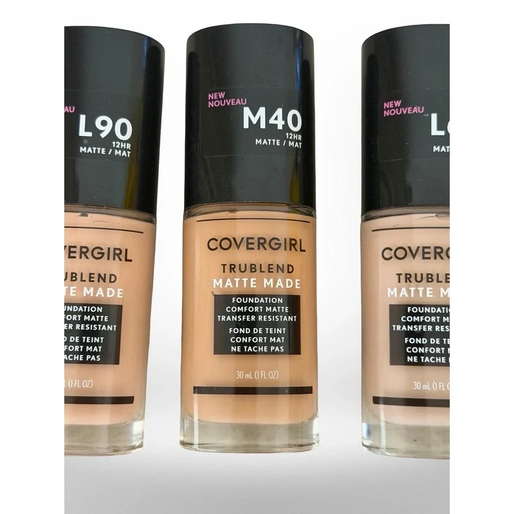 Covergirl TruBlend Matte Made Foundation Lot 3 Shades L60 L90 M40 Oil-Free 1oz